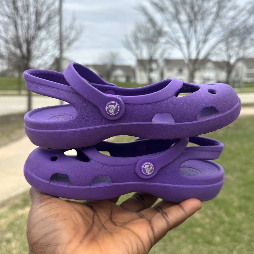 Crocs‎ Shayna Mary Jane Slingback Sandals Toddler Size 12 Purple Shoes